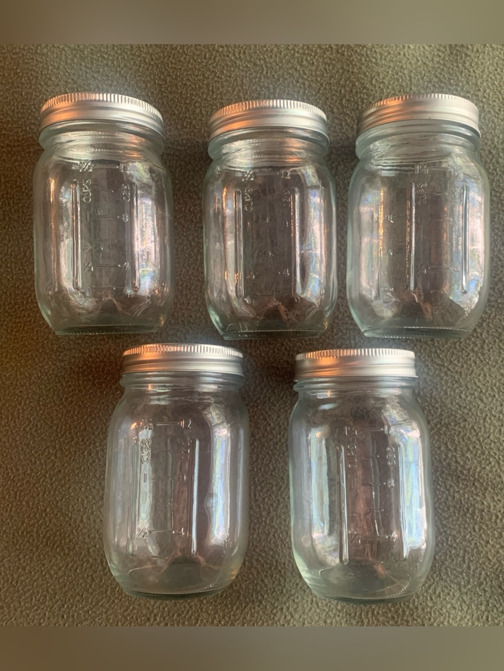 GUC Unbranded canning jars. 1 1/2 cups. Set of 5.